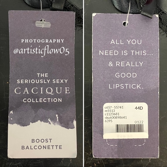 NEW! Cacique Ruffle Lace Boost Balconette Bra 44D - Picture 8 of 10